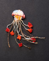 Sea Nettle Jellyfish Beaded Brooch Pin - Trovelore