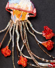 Sea Nettle Jellyfish Beaded Brooch Pin