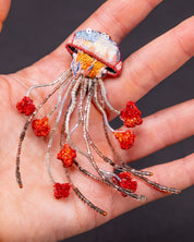 Sea Nettle Jellyfish Beaded Brooch Pin