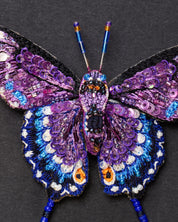 Black Swallowtail Butterfly Beaded Brooch Pin