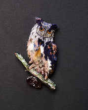 Eurasian Eagle-Owl Beaded Brooch Pin