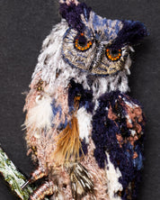 Eurasian Eagle-Owl Beaded Brooch Pin