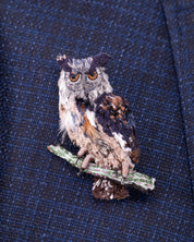 Eurasian Eagle-Owl Beaded Brooch Pin
