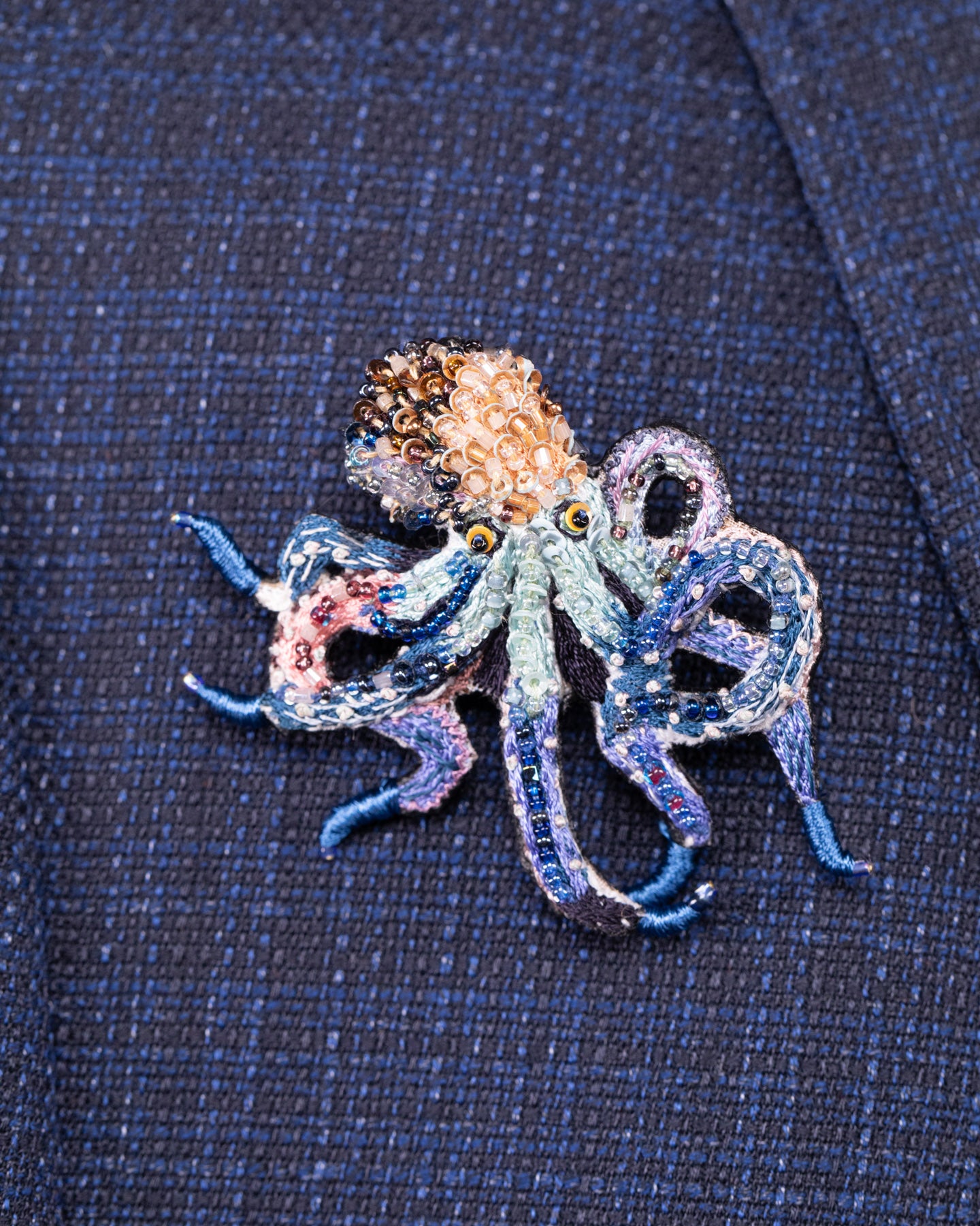 Day Octopus Beaded Brooch Pin