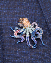 Day Octopus Beaded Brooch Pin