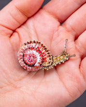 Blinking Snail Beaded Brooch Pin