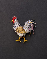 Red Pyle Old English Gamefowl Beaded Brooch Pin - Trovelore