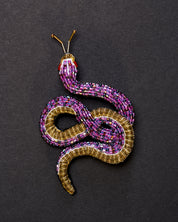 Amethystine Python Beaded Brooch Pin