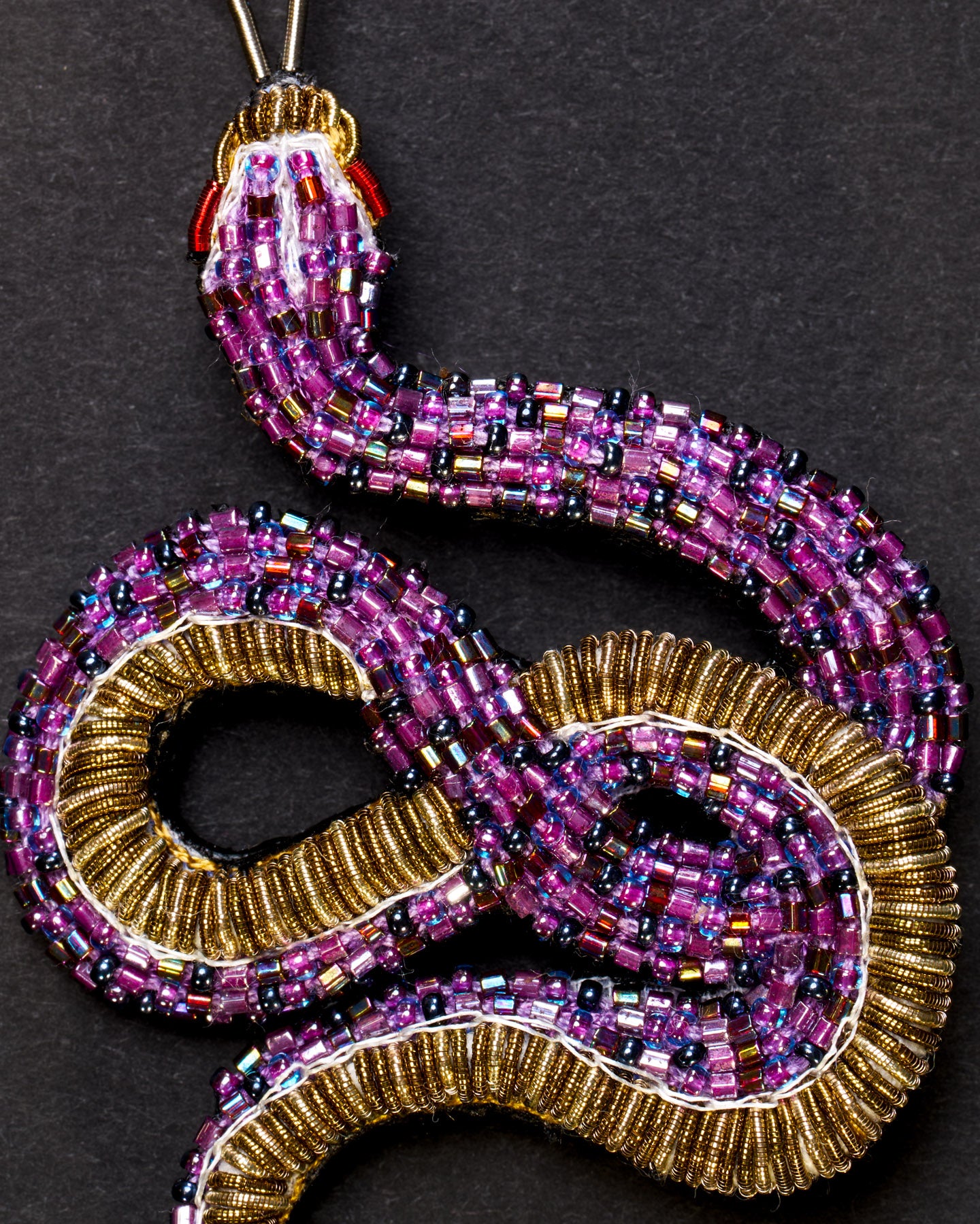 Amethystine Python Beaded Brooch Pin