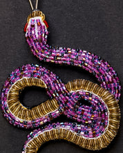 Amethystine Python Beaded Brooch Pin