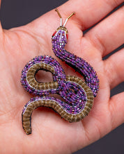 Amethystine Python Beaded Brooch Pin