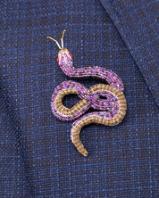 Amethystine Python Beaded Brooch Pin