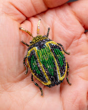 Tortoise Beetle Beaded Brooch Pin