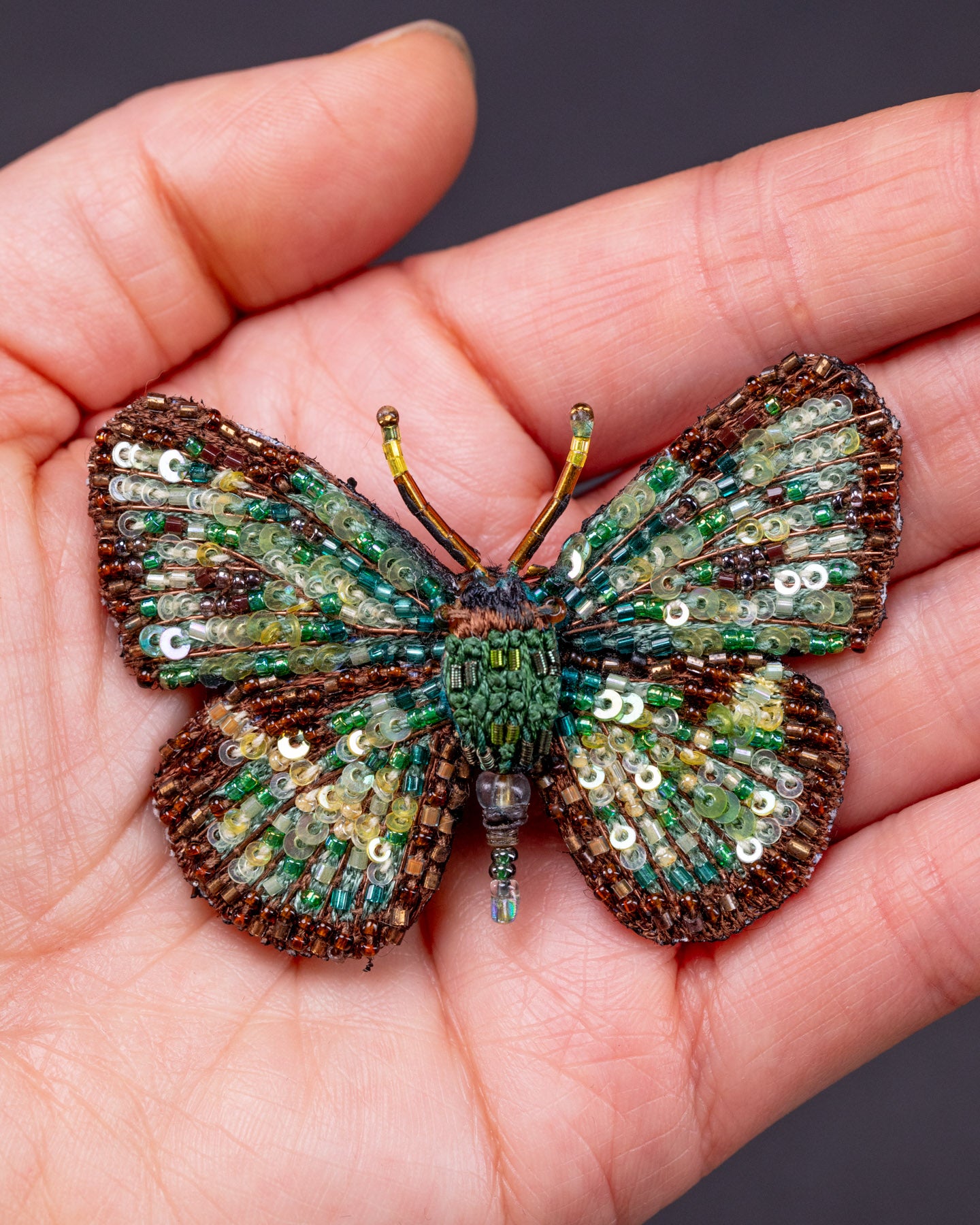 Four Spot Sailor Butterfly Beaded Brooch Pin - Trovelore