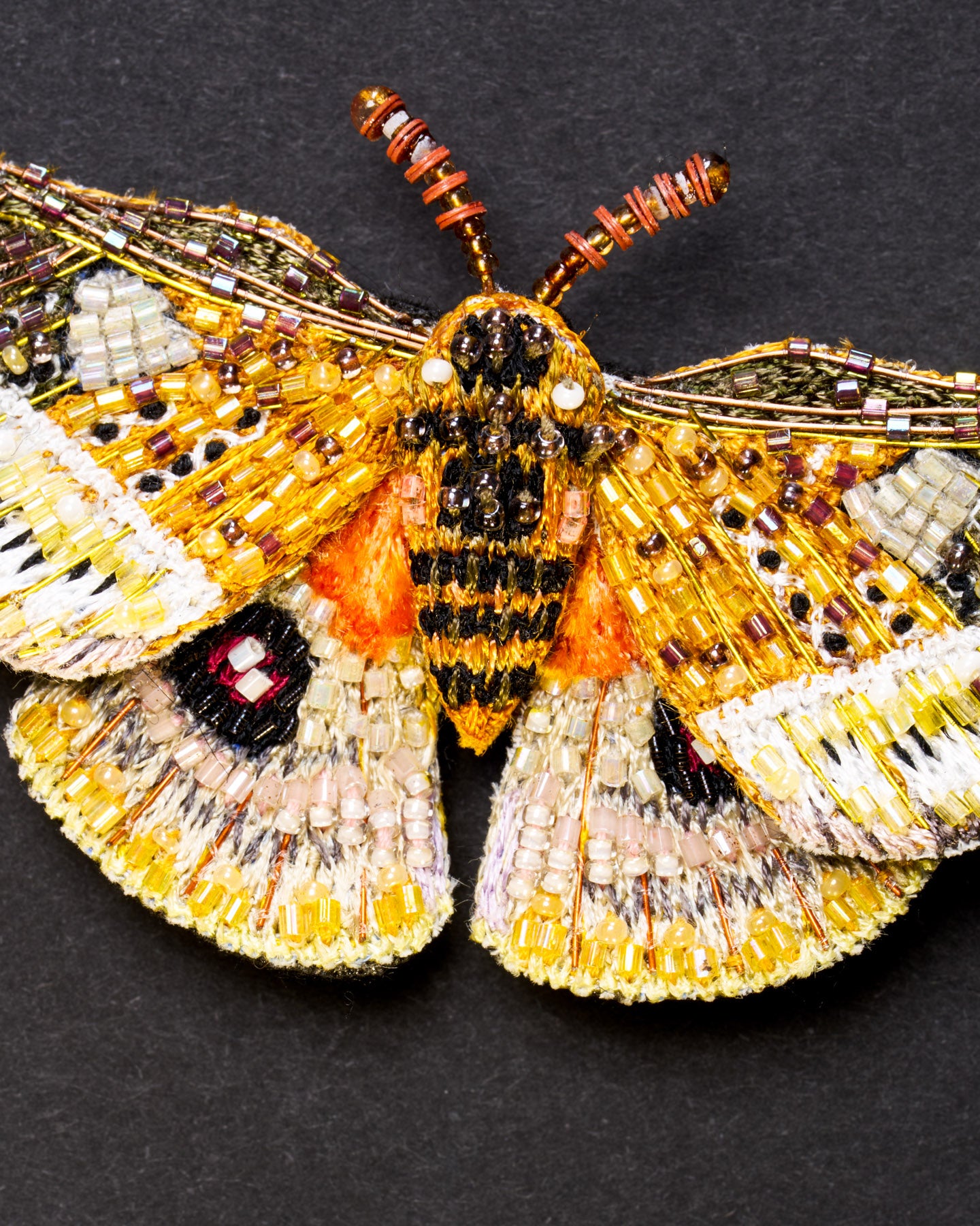 Emperor Moth Beaded Brooch Pin