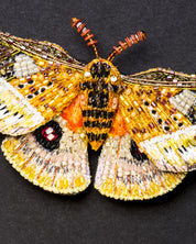 Emperor Moth Beaded Brooch Pin