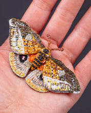 Emperor Moth Beaded Brooch Pin