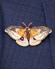 Emperor Moth Beaded Brooch Pin