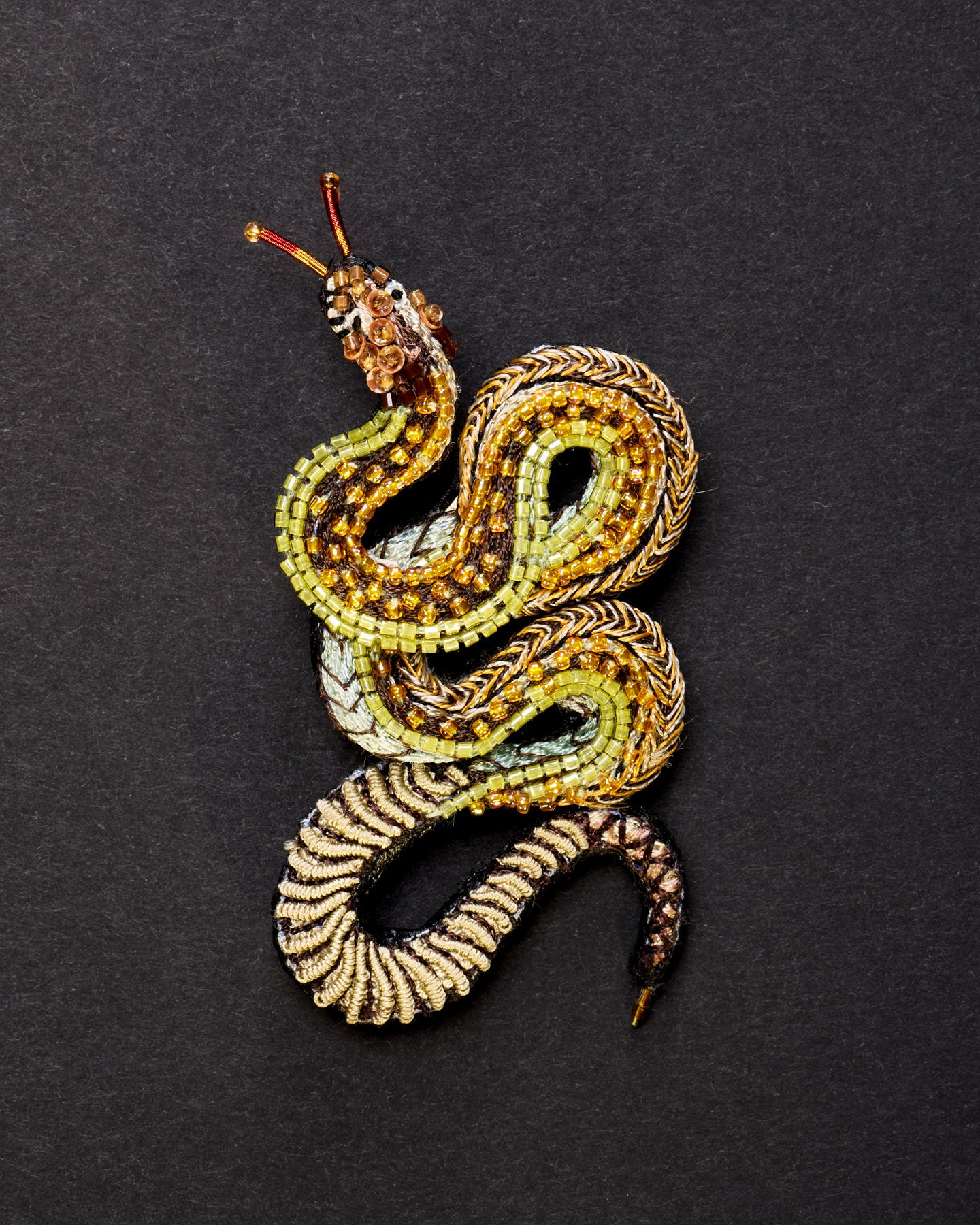 Viper Snake Beaded Brooch Pin