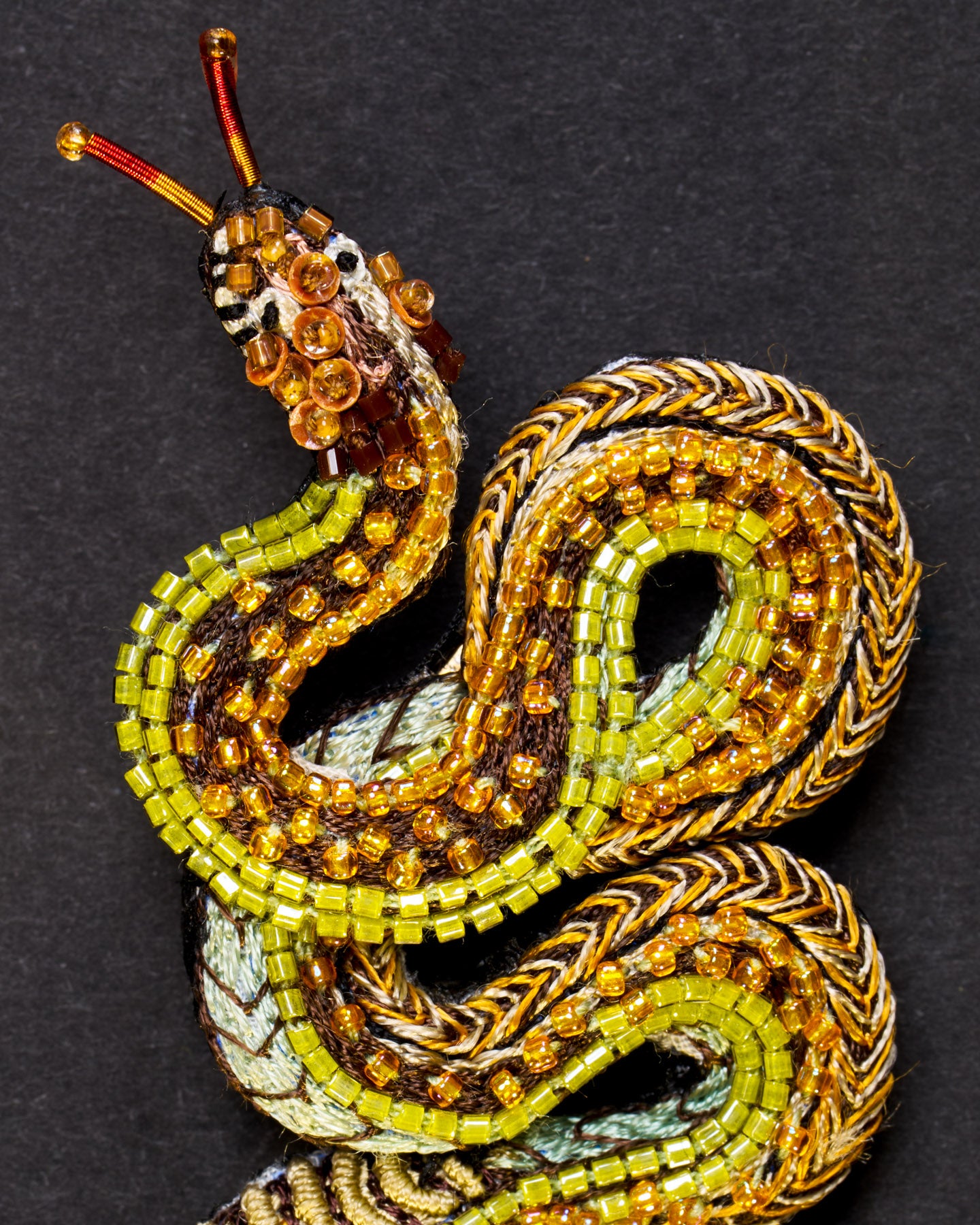 Viper Snake Beaded Brooch Pin