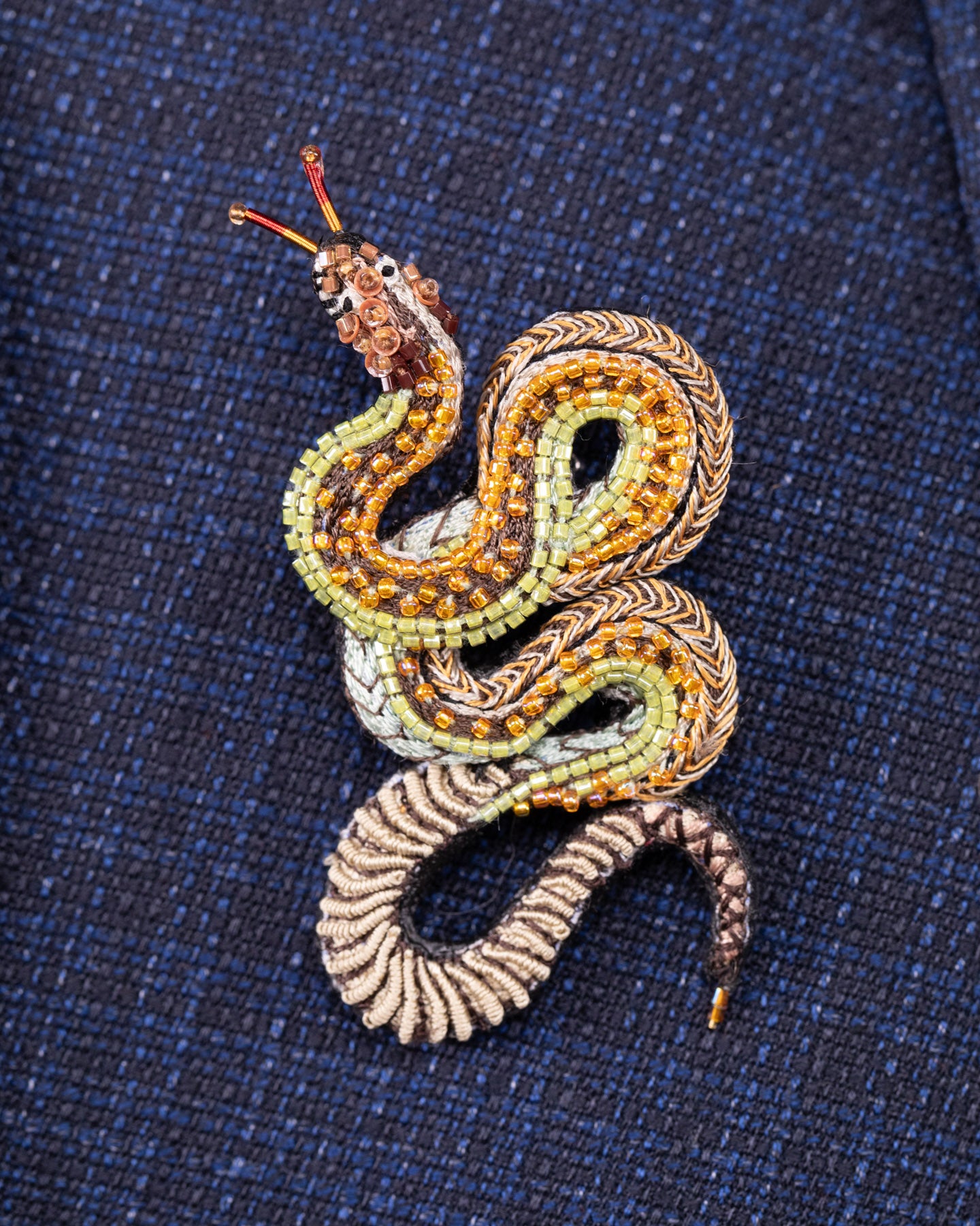 Viper Snake Beaded Brooch Pin