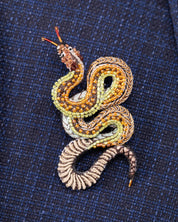 Viper Snake Beaded Brooch Pin