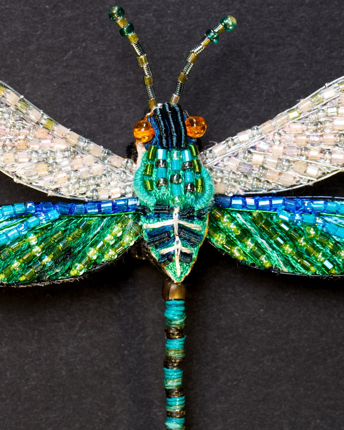 Oriental Greenwing Beaded Brooch Pin