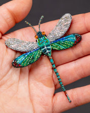 Oriental Greenwing Beaded Brooch Pin