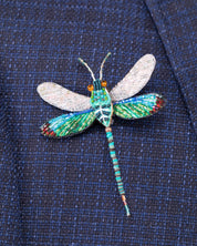 Oriental Greenwing Beaded Brooch Pin