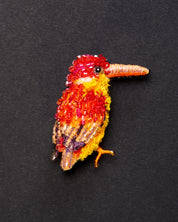Black-backed Dwarf Kingfisher Beaded Brooch Pin