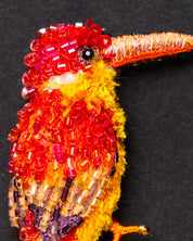 Black-backed Dwarf Kingfisher Beaded Brooch Pin