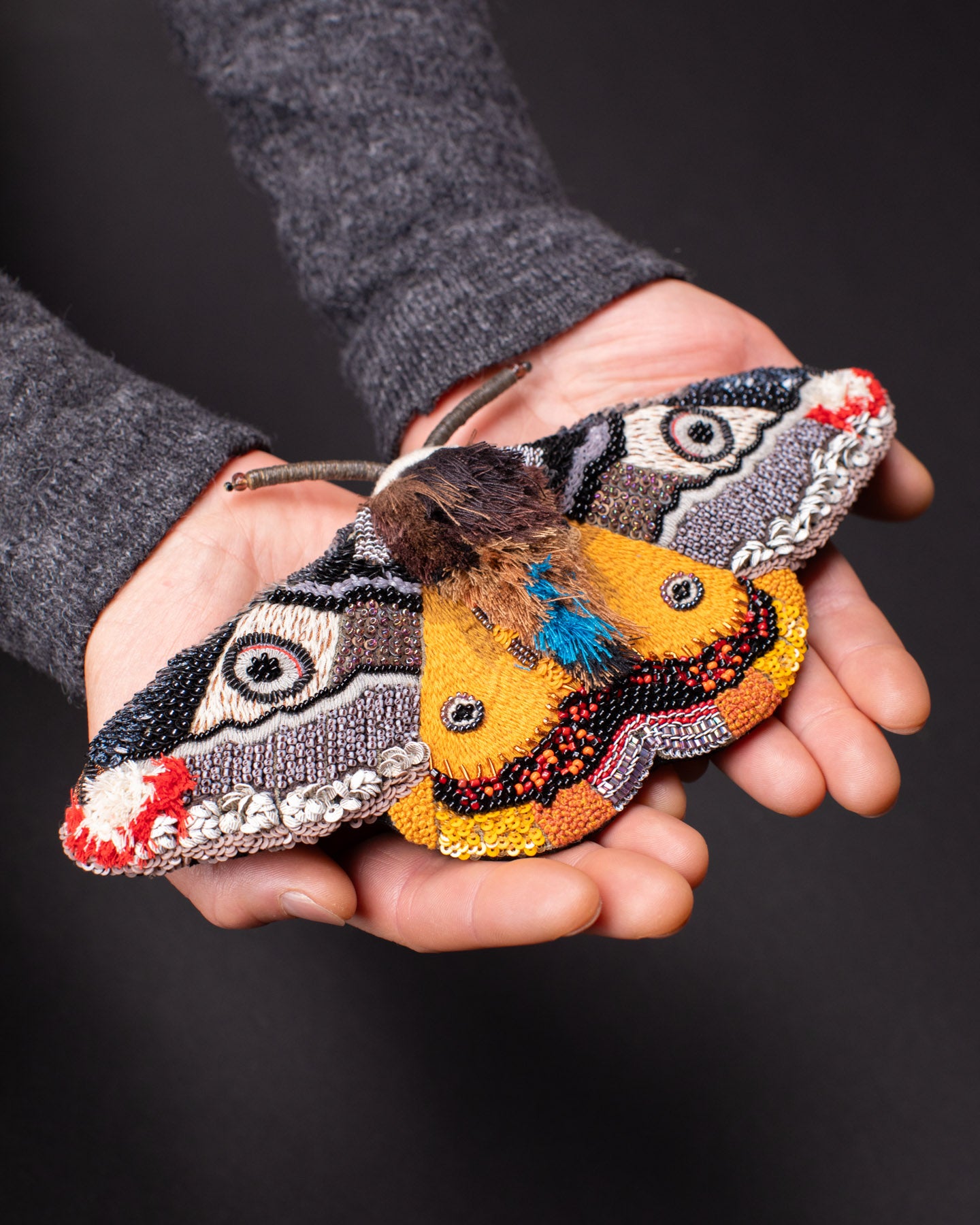 Mosaic Moth Beaded Sculpture