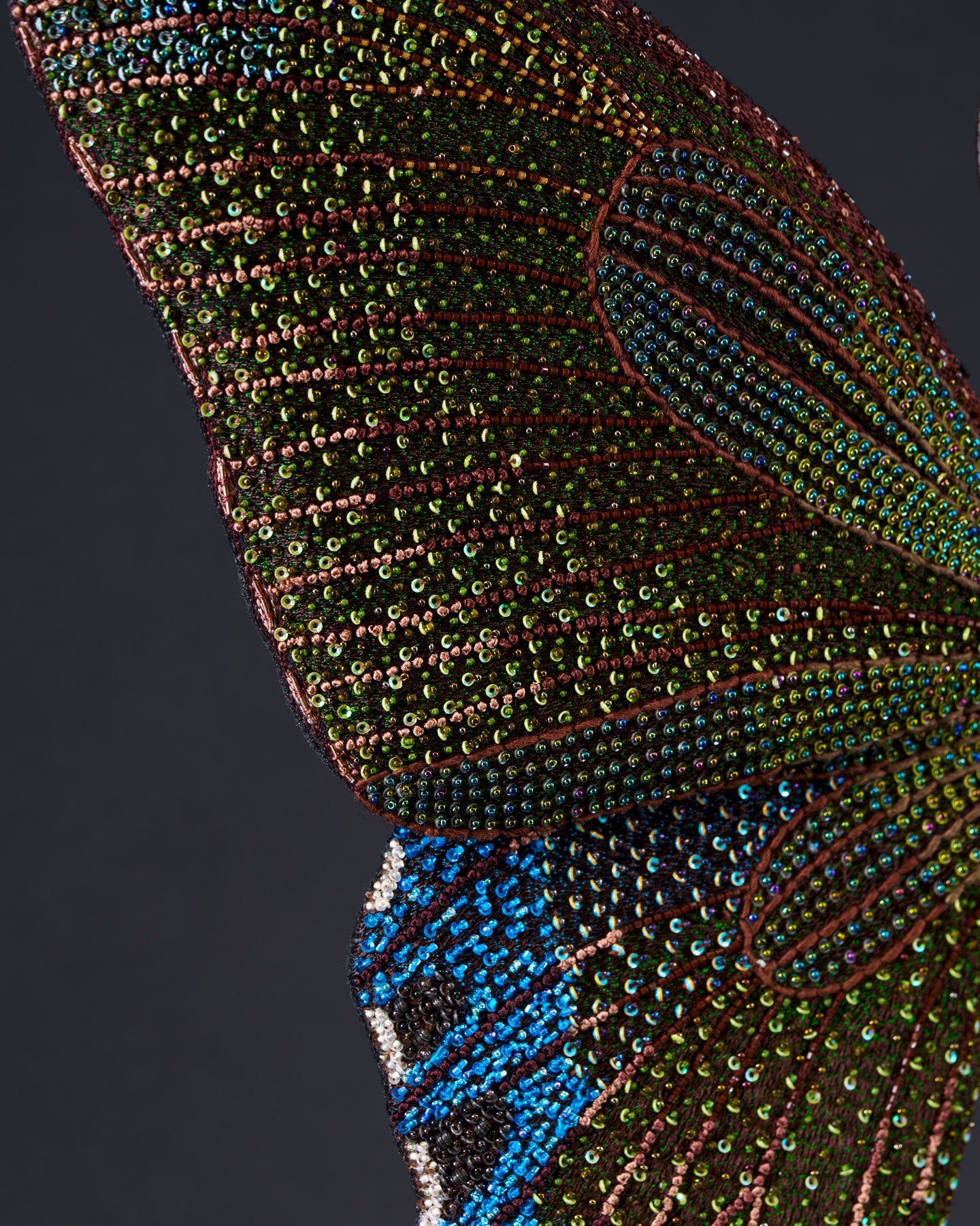 Green Peacock Butterfly Beaded Sculpture