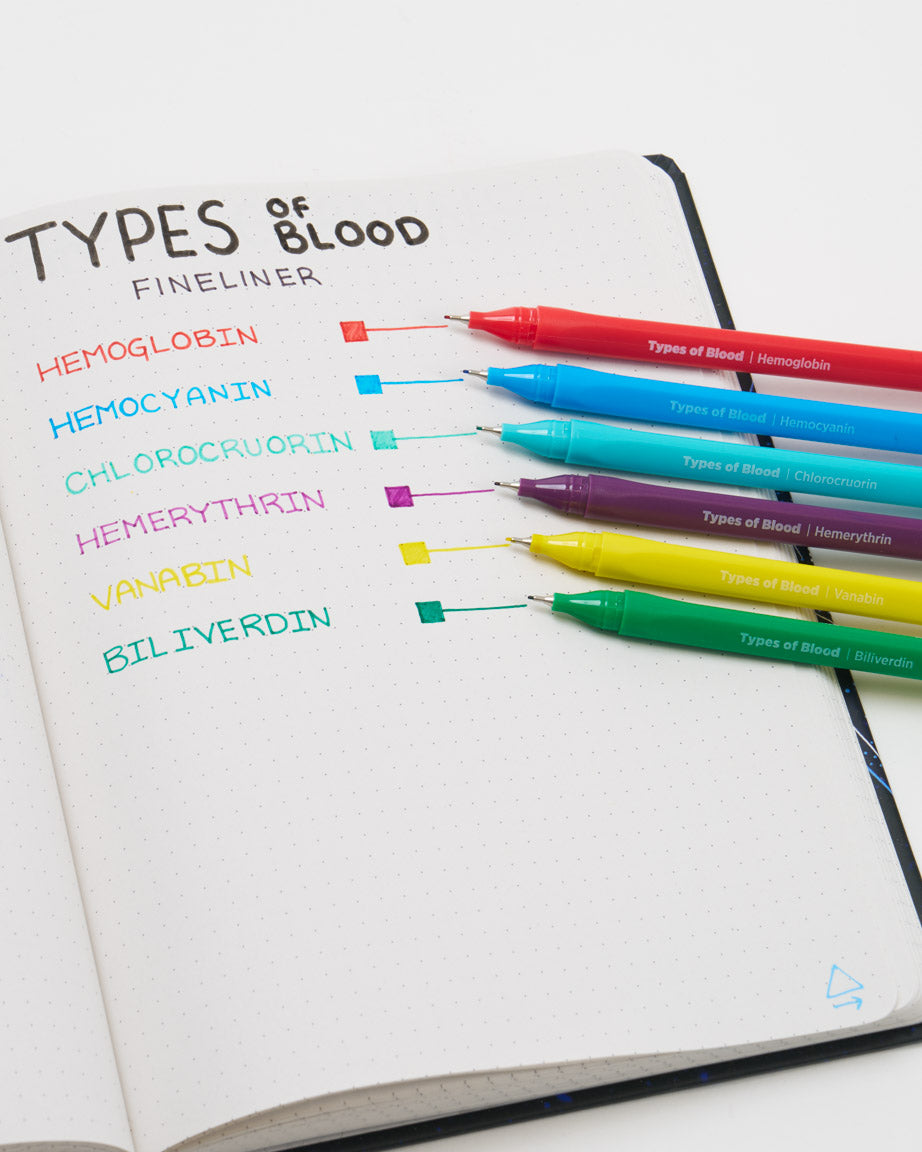 Types of Blood Fineliner Pens (Pack of 6)