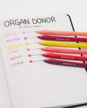 Organ Donor Fineliner Pens (Pack of 6)