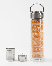 A Cognitive Surplus Core Sample Tea Infuser with a lid and a straw.