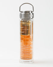 A Core Sample Tea Infuser water bottle with a lid and a straw. (Brand: Cognitive Surplus)