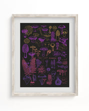 Neon Fungi Scientific Illustration Museum Print