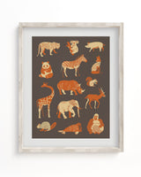 Retro Mammals Museum Print
