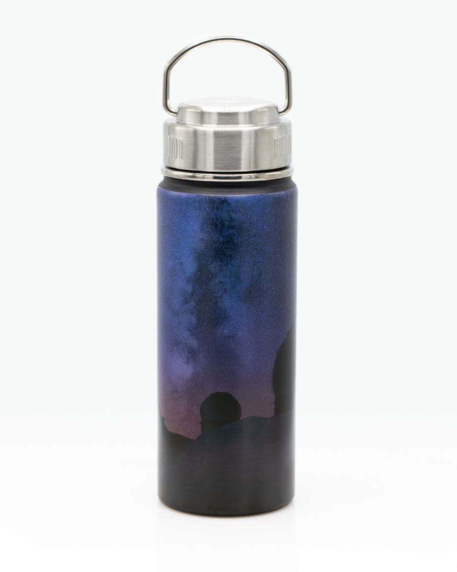 A Gateway to the Stars 18 oz Steel Bottle by Cognitive Surplus with a blue sky and milky way.