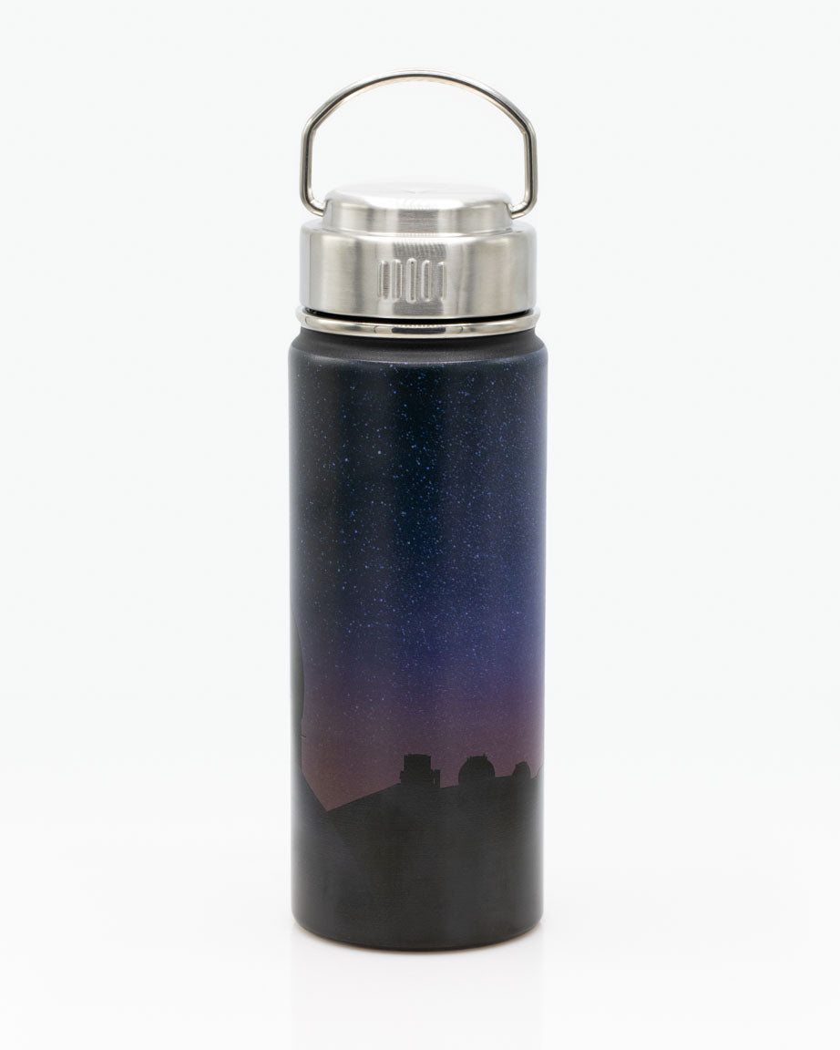 A Cognitive Surplus Gateway to the Stars 18 oz Steel Bottle with a starry sky on it.