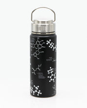 A Tea Chemistry 18 oz Steel Bottle with a white design on it, made by Cognitive Surplus.
