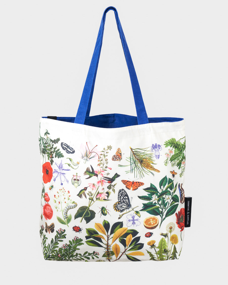 Flower Canvas Tote Bag With Zipper Closer Gift for Her 