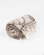 An Edible & Poisonous Mushrooms Turkish Towel with tassels on a white background by Cognitive Surplus.