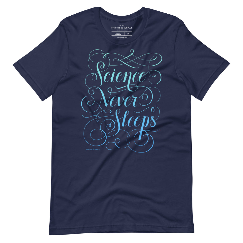 Science Never Sleeps Graphic Tee Adult Small – Cognitive Surplus