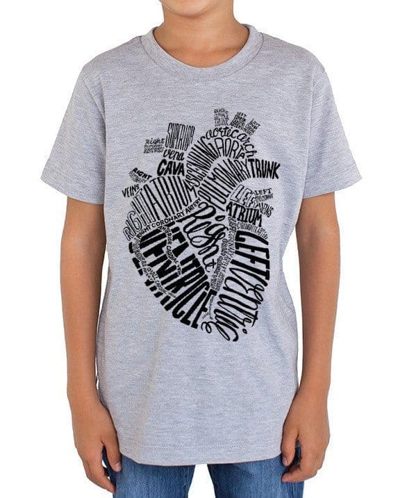 Anatomical Heart Typographic Youth Tee Shirt Cognitive Surplus
