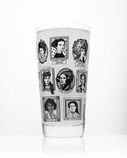 A Cognitive Surplus Great Women of Science Beer Glass (12 oz) with a picture of women's faces.
