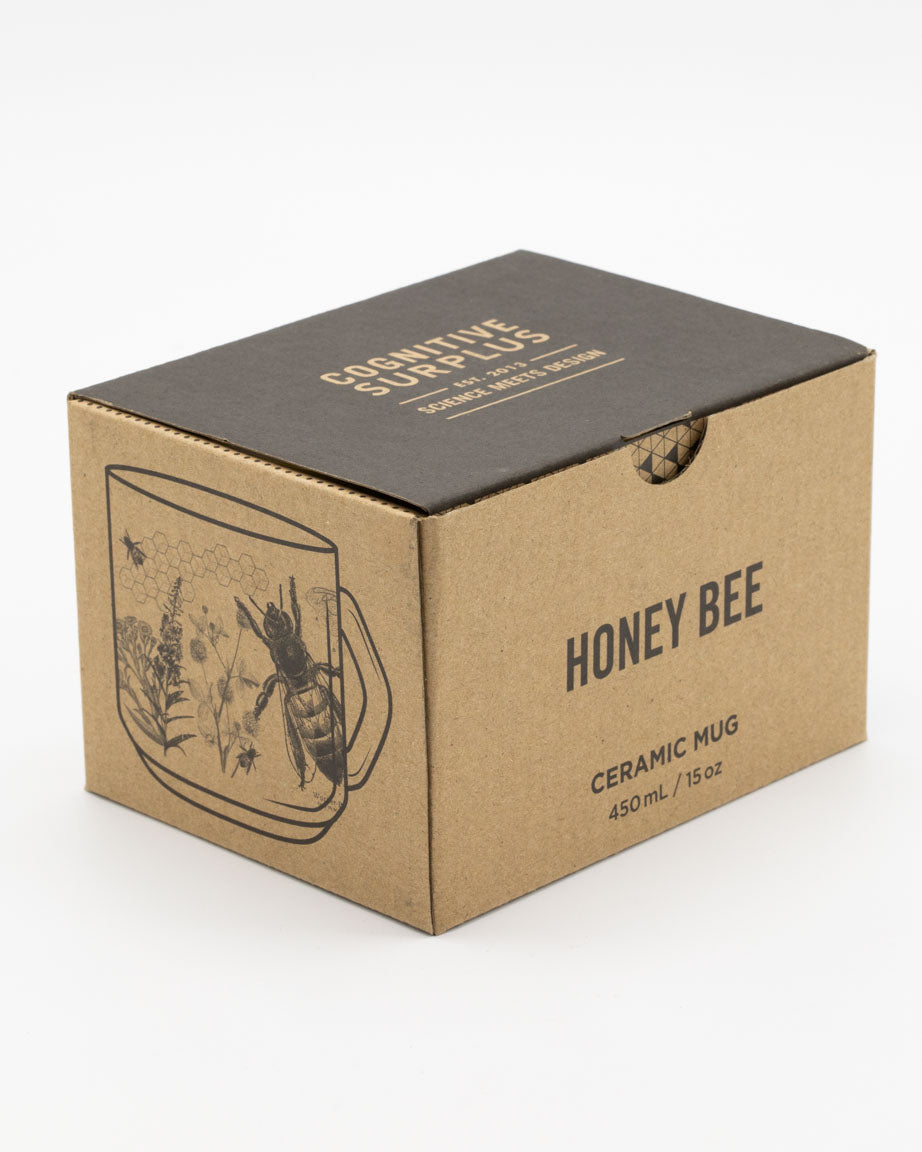 A box with a Cognitive Surplus Honey Bee 15 oz Ceramic Mug on it.