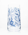 A Genetics & DNA Drinking Glass with blue and white designs on it from Cognitive Surplus.