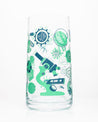 A Retro Microbiology Drinking Glass with a graphic design on it by Cognitive Surplus.